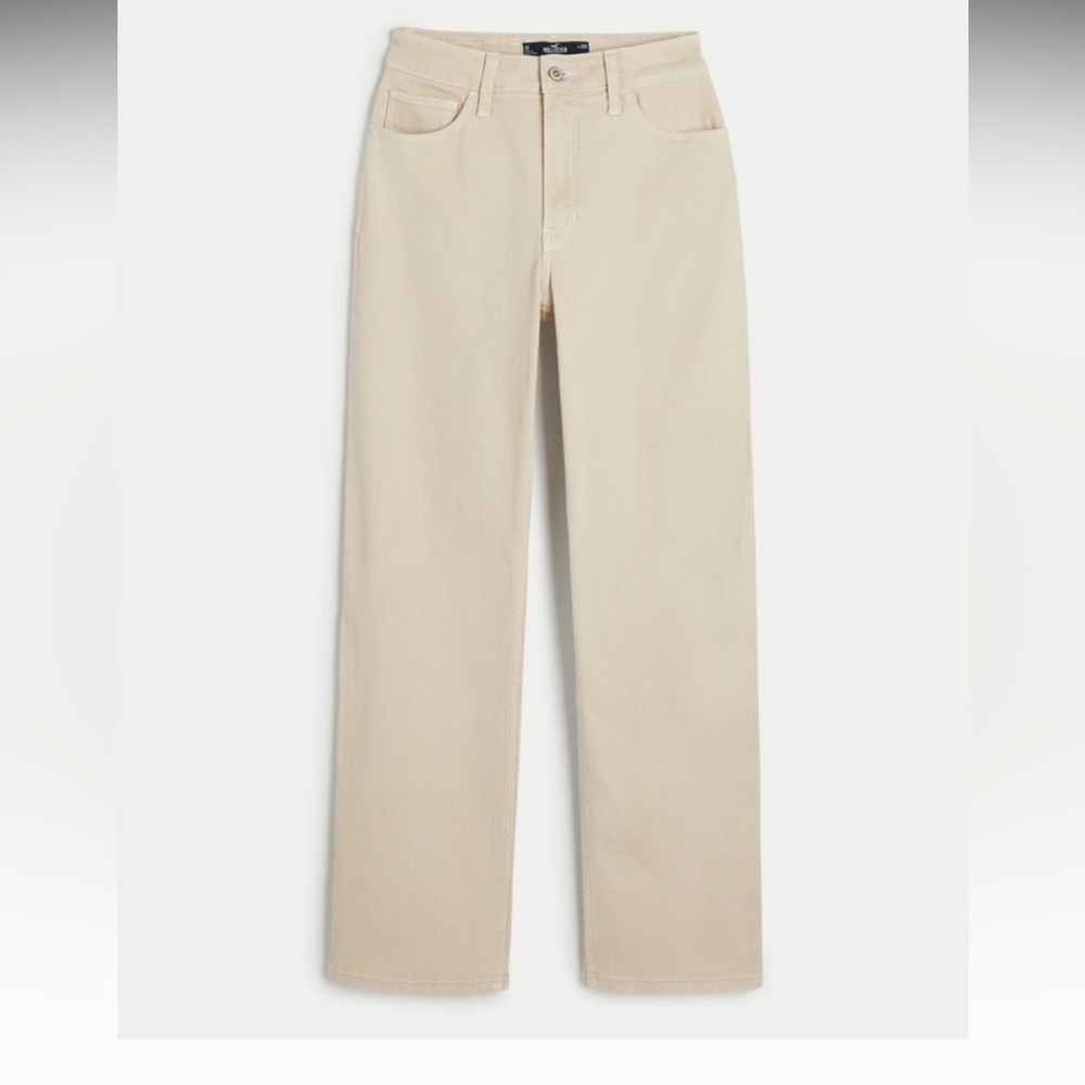 Hollister ultra high rise cream dad jeans
